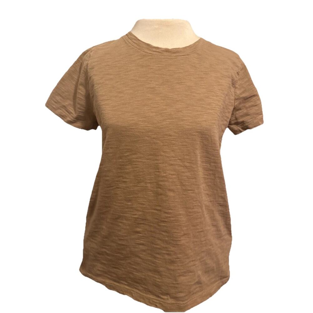 J. Crew Women Girlfriend Tan Khaki Short Sleeve Crew Neck T-Shirt Size M